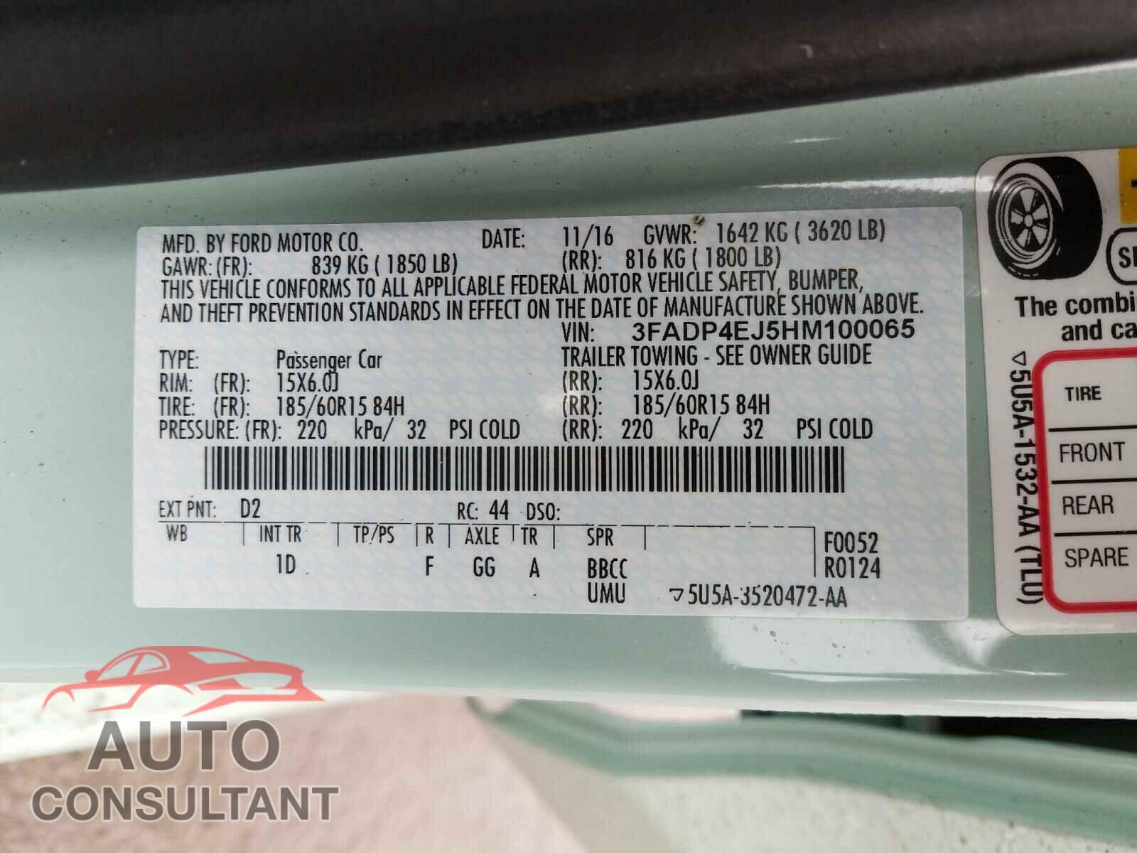 FORD FIESTA 2017 - 3FADP4EJ5HM100065