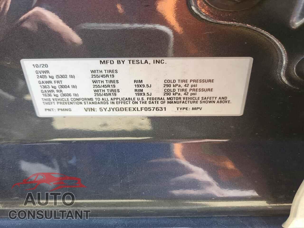 TESLA MODEL Y 2020 - 5YJYGDEEXLF057631
