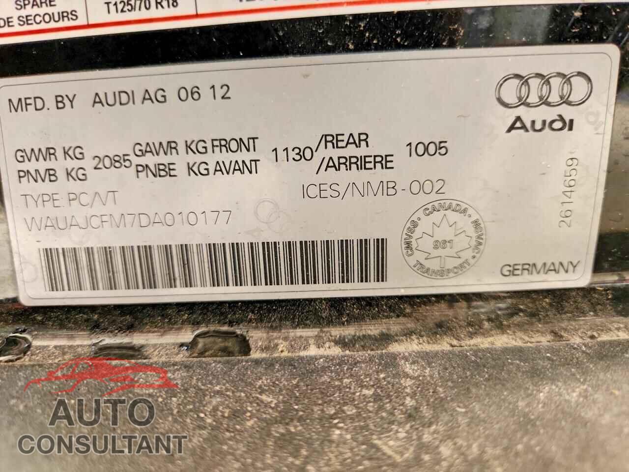 AUDI A3 2013 - WAUAJCFM7DA010177