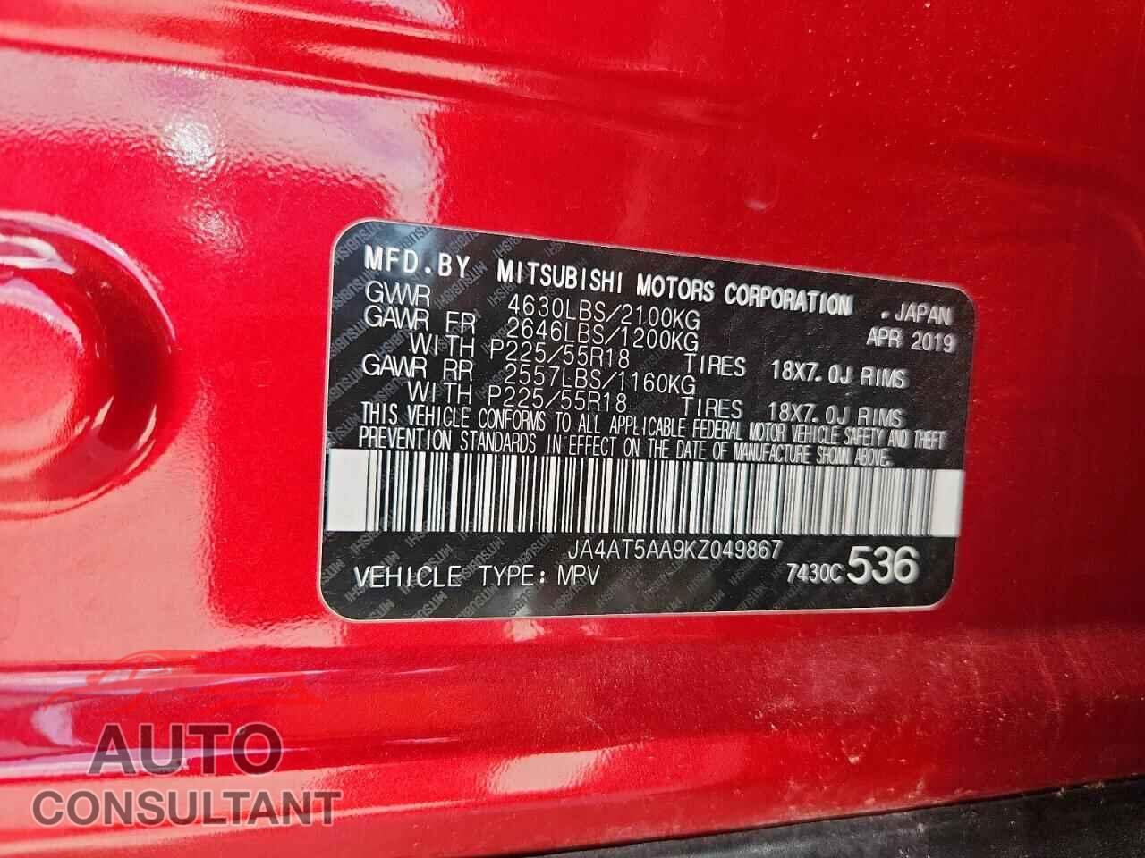 MITSUBISHI ECLIPSE 2019 - JA4AT5AA9KZ049867