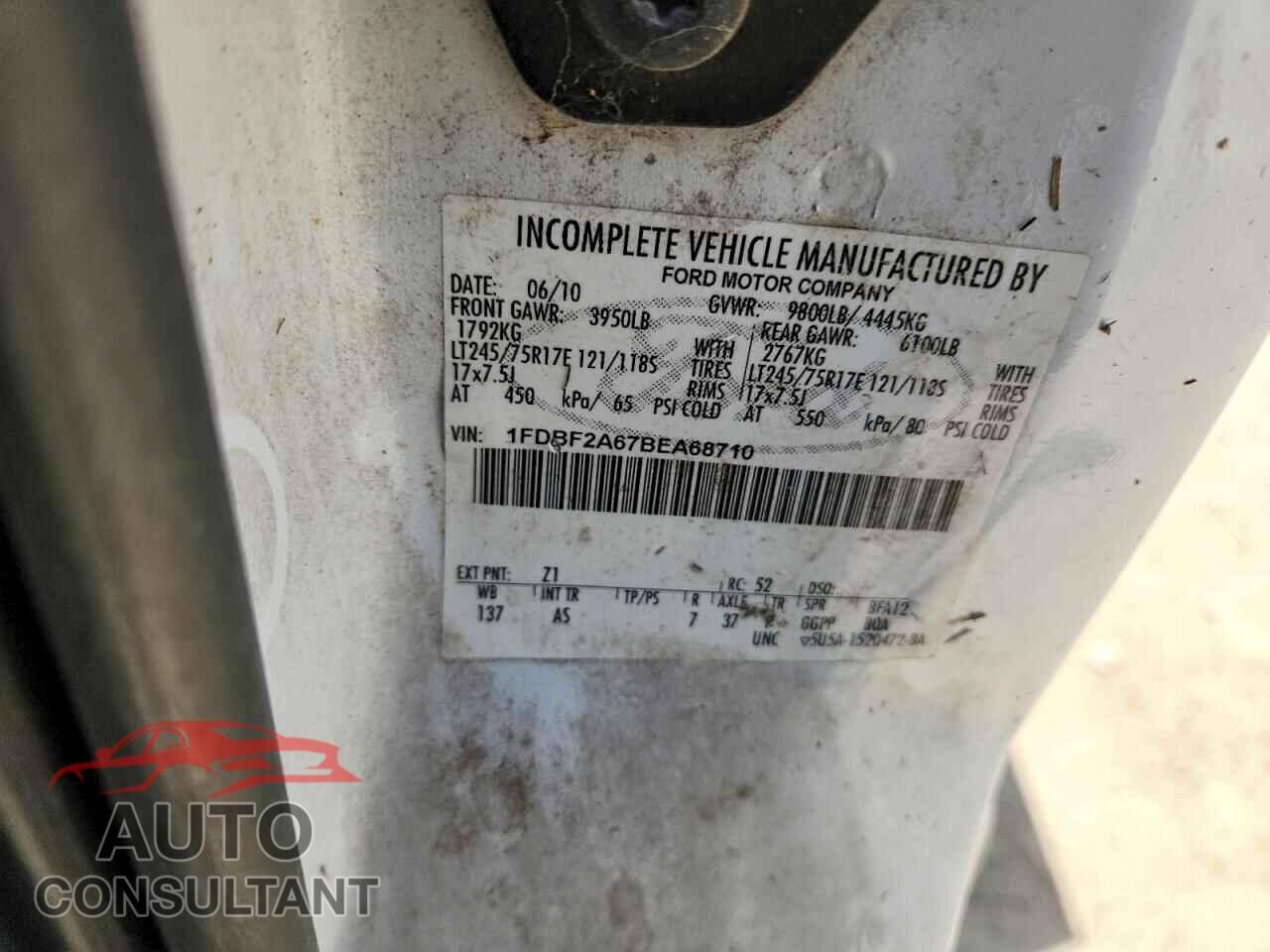 FORD F250 2011 - 1FDBF2A67BEA68710