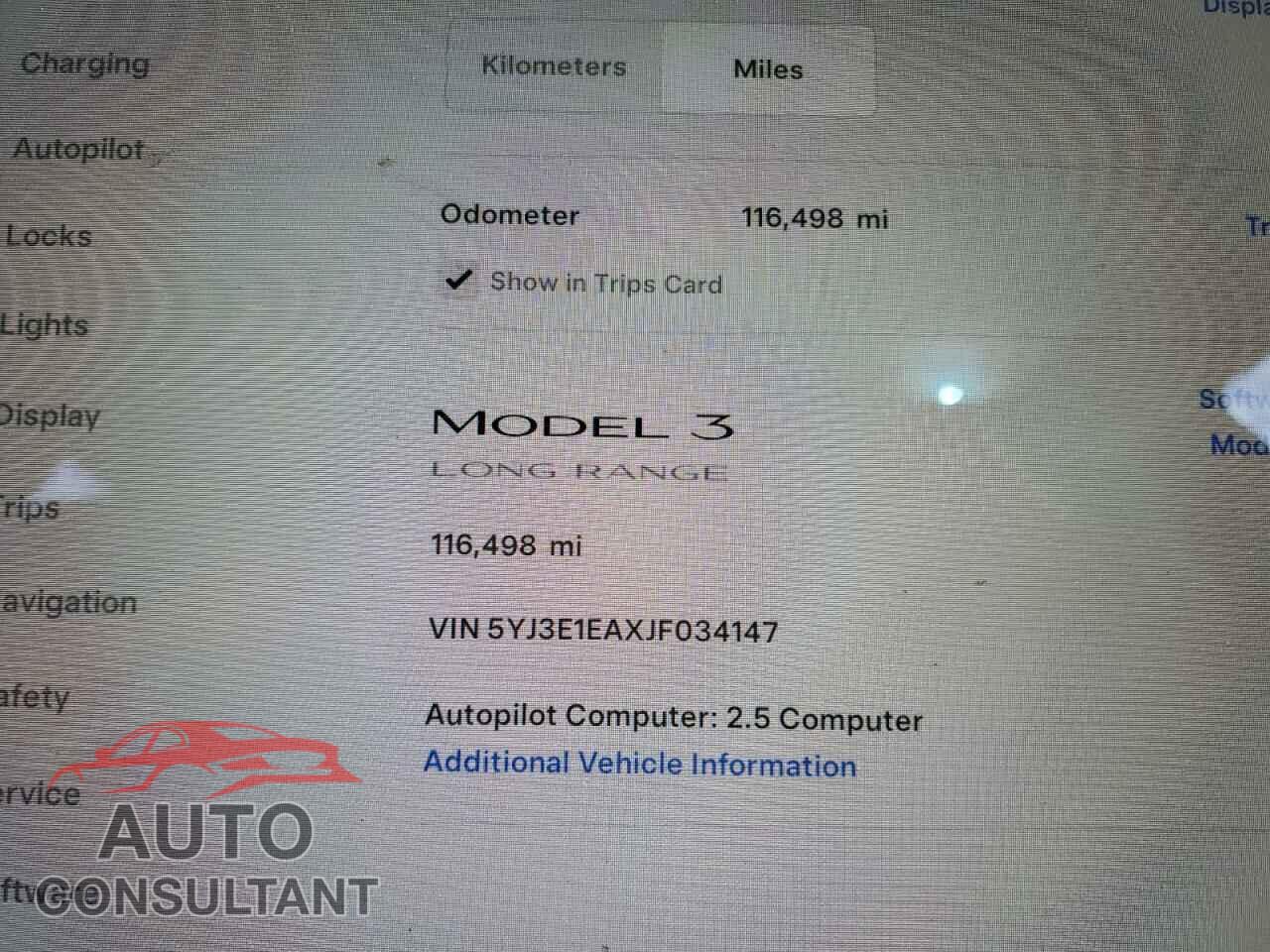 TESLA MODEL 3 2018 - 5YJ3E1EAXJF034147