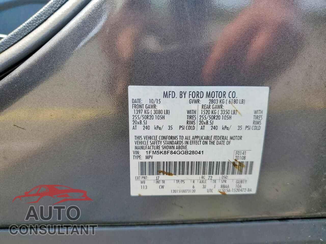 FORD EXPLORER 2016 - 1FM5K8F84GGB28041