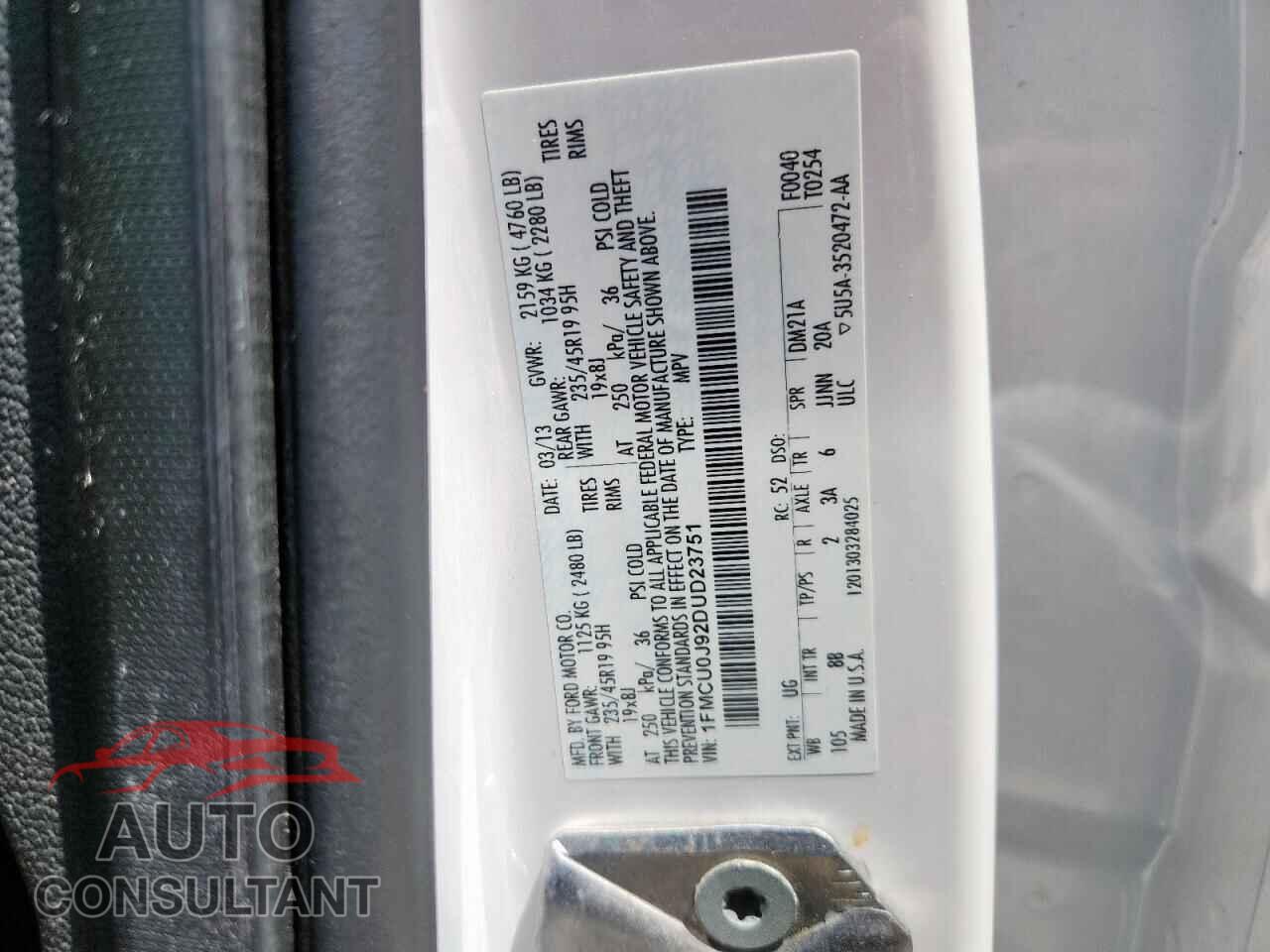 FORD ESCAPE 2013 - 1FMCU0J92DUD23751