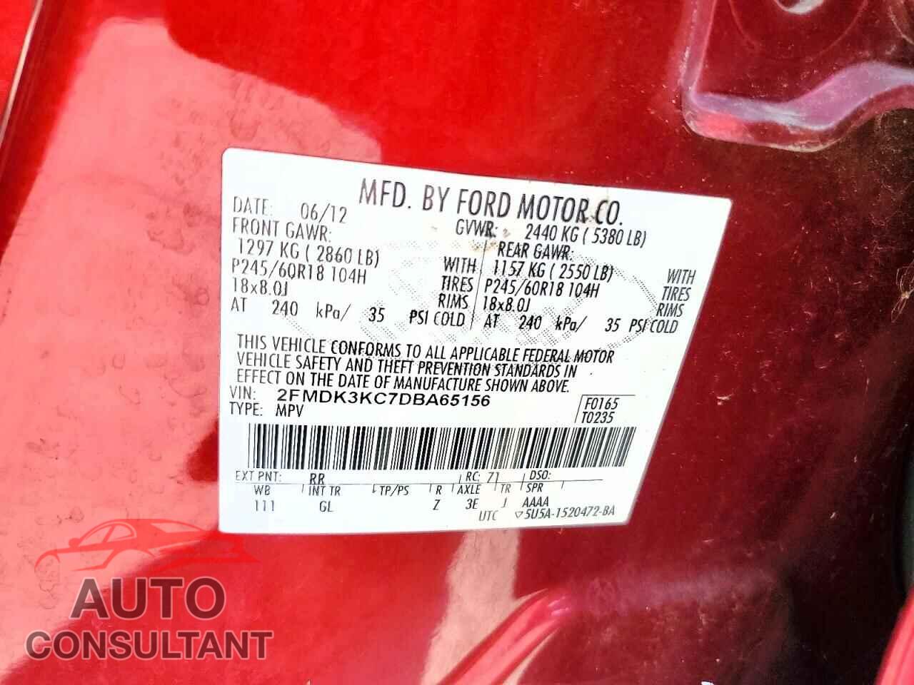 FORD EDGE 2013 - 2FMDK3KC7DBA65156