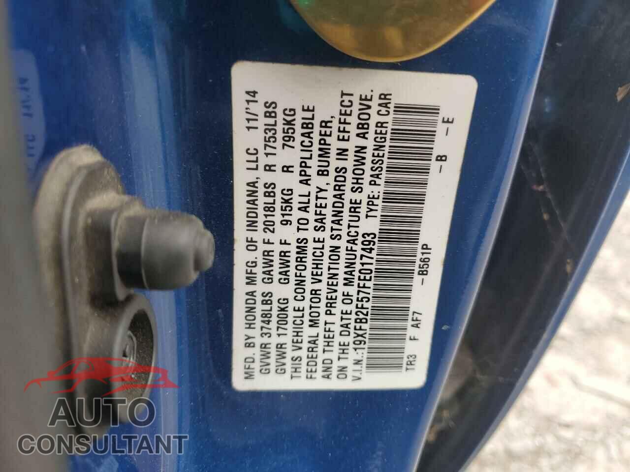 HONDA CIVIC 2015 - 19XFB2F57FE017493