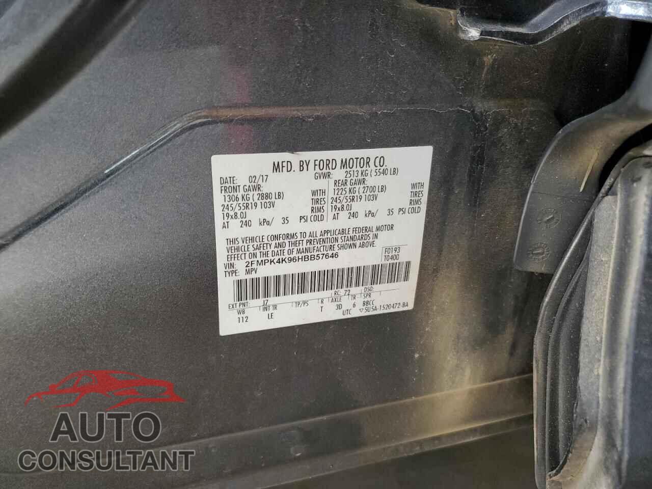 FORD EDGE 2017 - 2FMPK4K96HBB57646