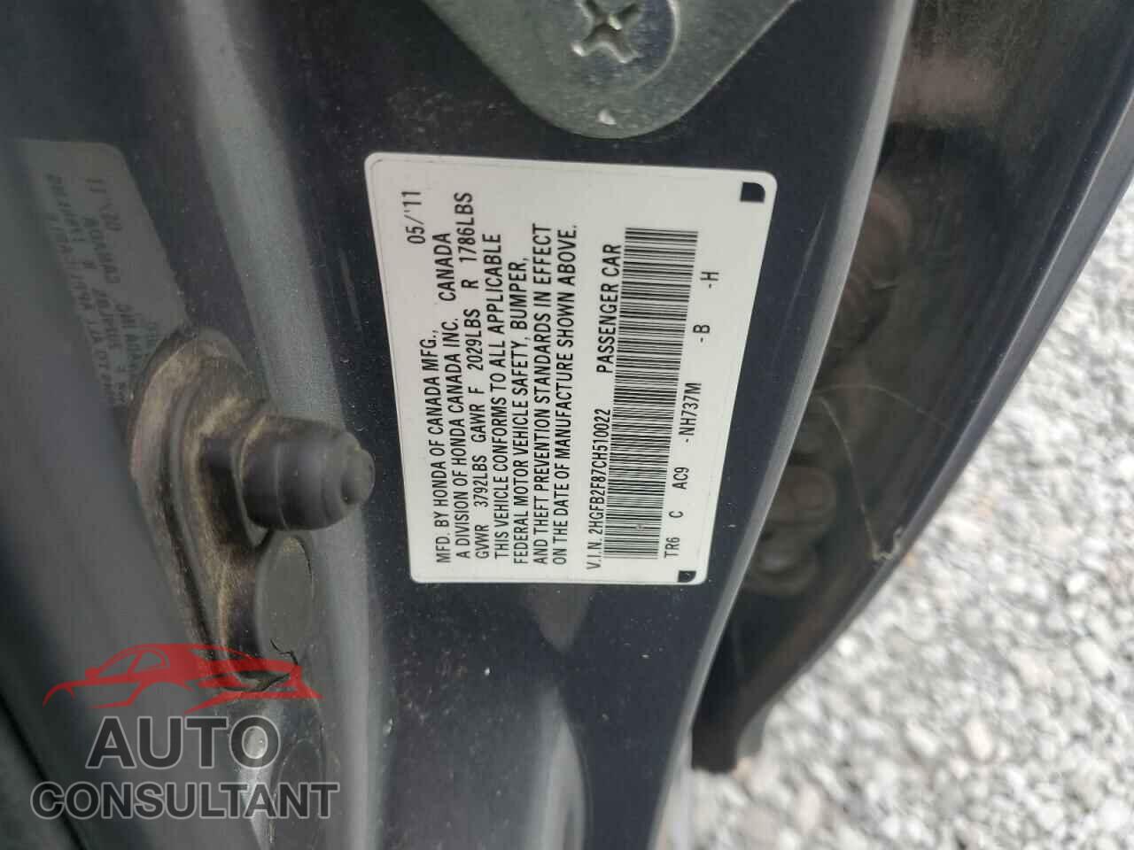 HONDA CIVIC 2012 - 2HGFB2F87CH510022