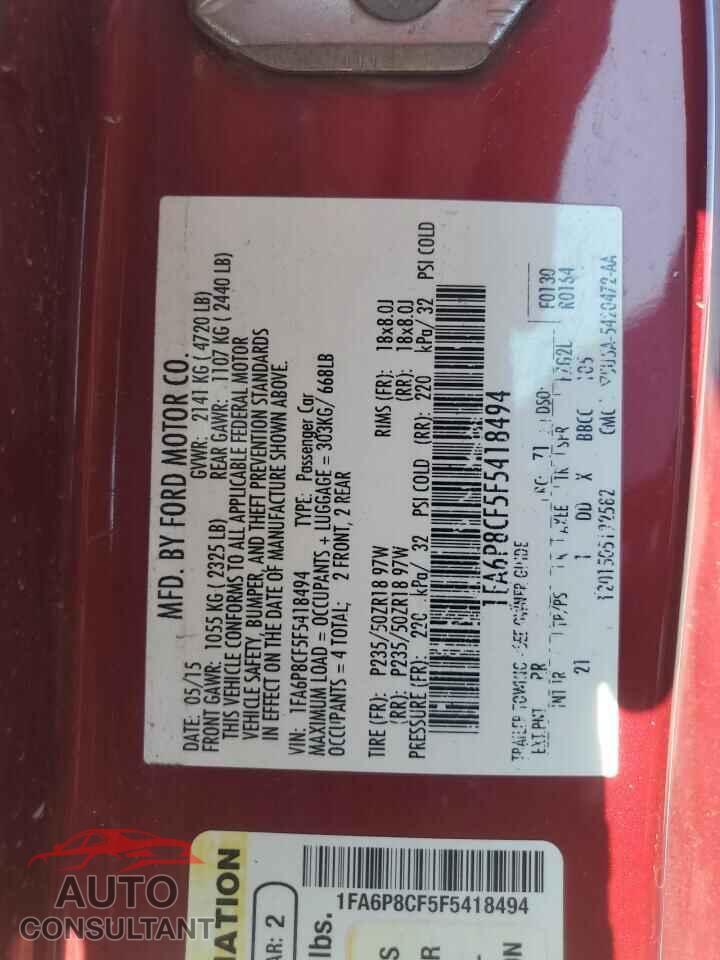 FORD MUSTANG 2015 - 1FA6P8CF5F5418494