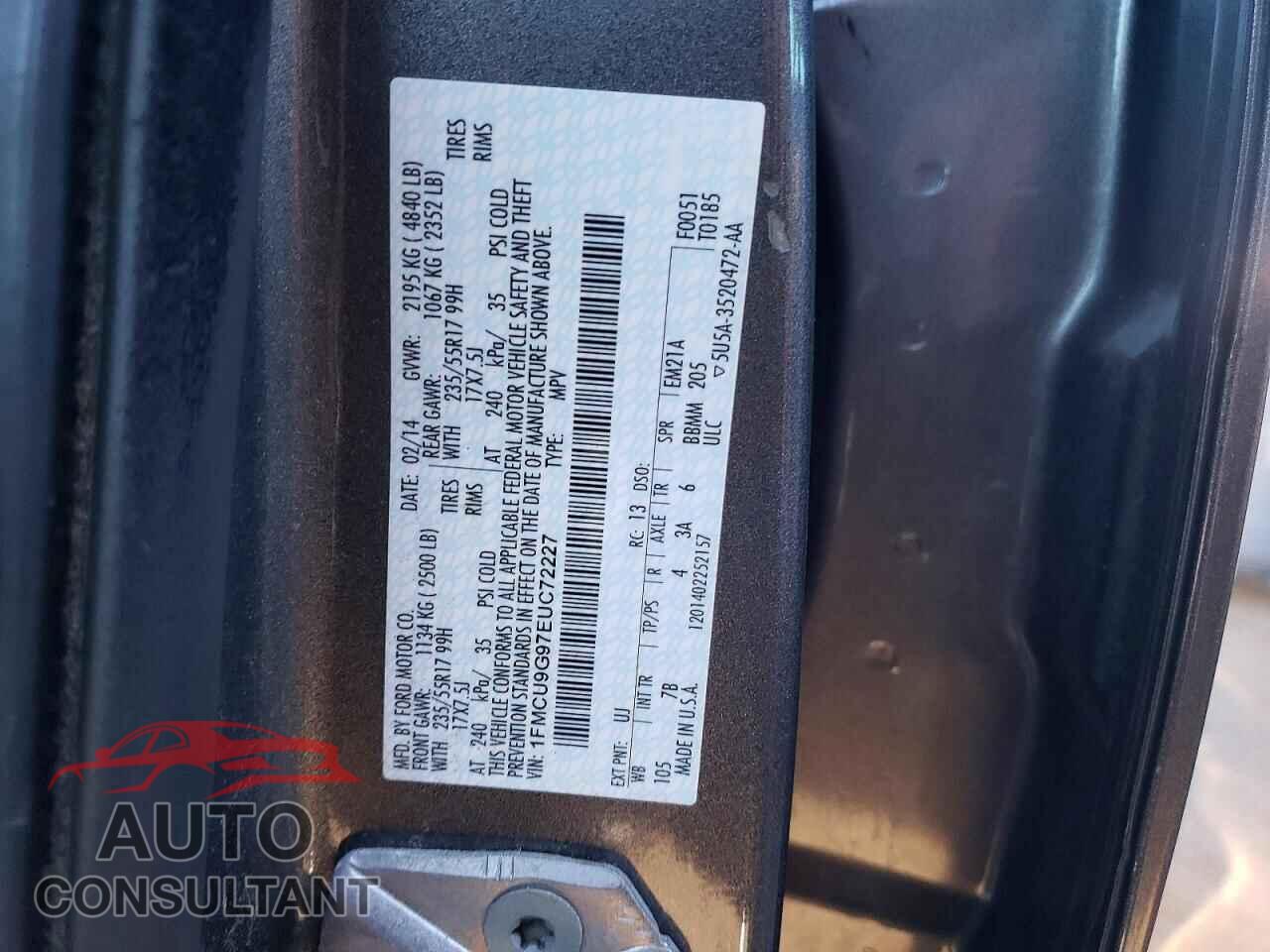 FORD ESCAPE 2014 - 1FMCU9G97EUC72227