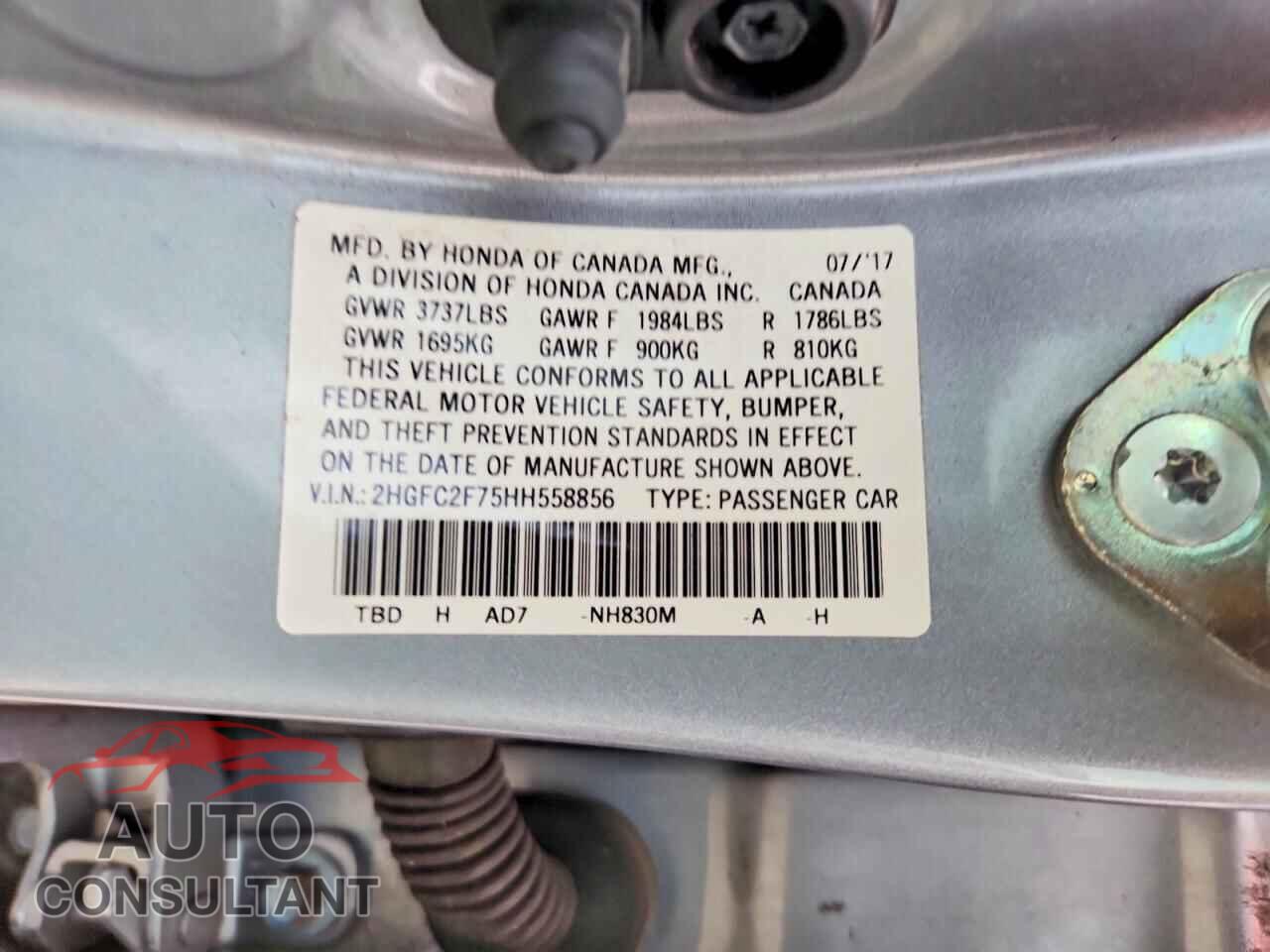 HONDA CIVIC 2017 - 2HGFC2F75HH558856