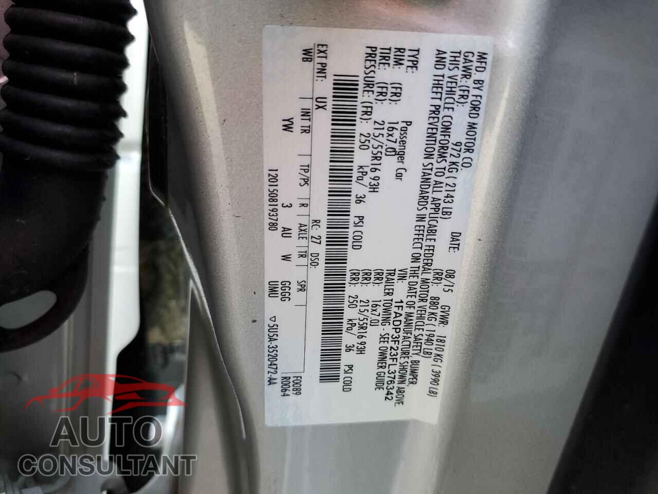 FORD FOCUS 2015 - 1FADP3F23FL376342
