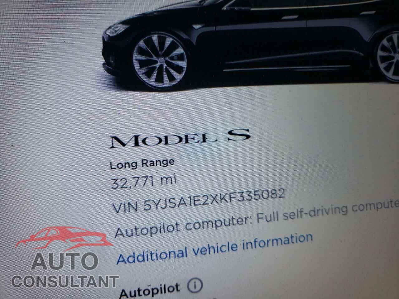 TESLA MODEL S 2019 - 5YJSA1E2XKF335082