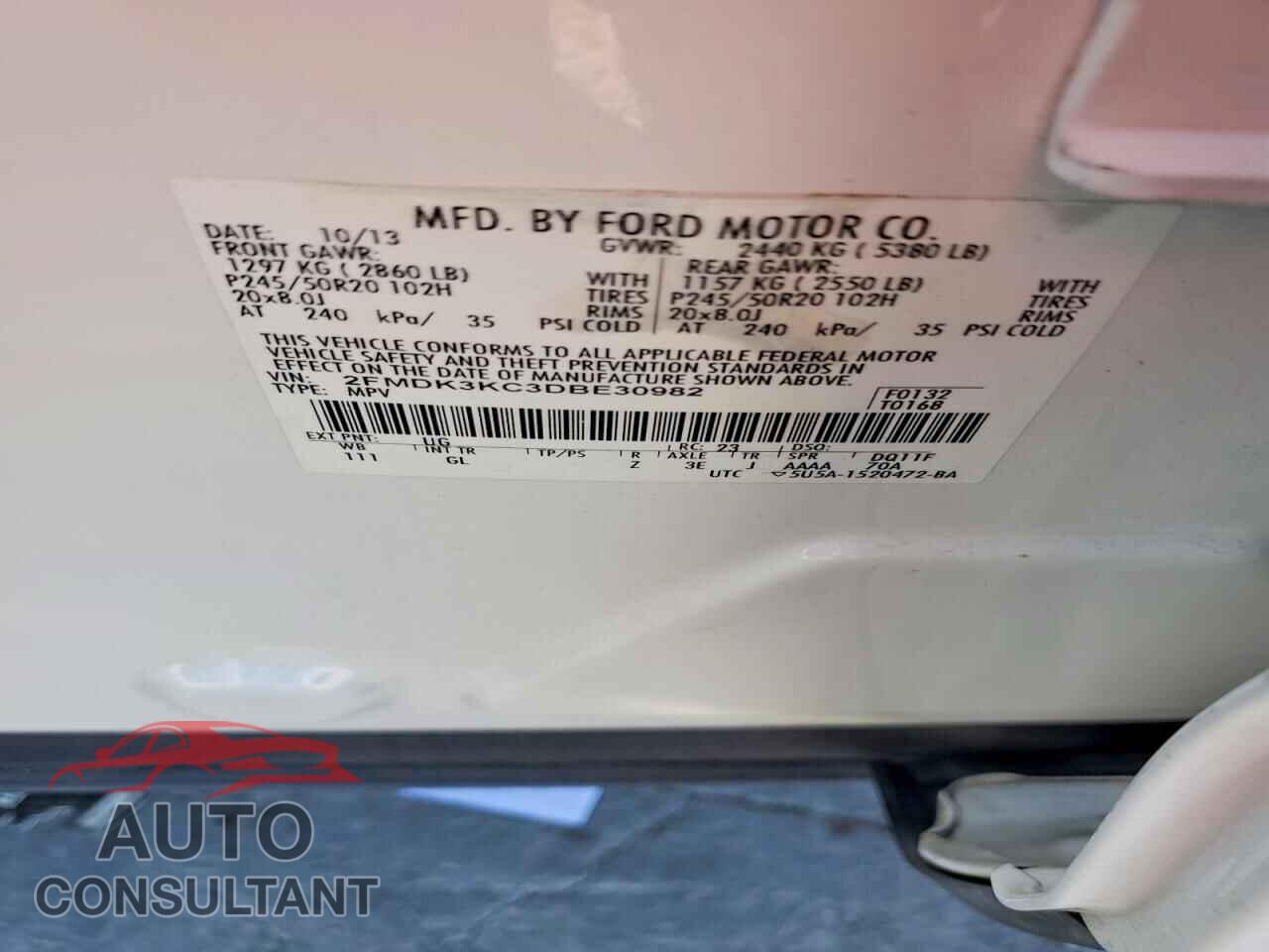 FORD EDGE 2013 - 2FMDK3KC3DBE30982