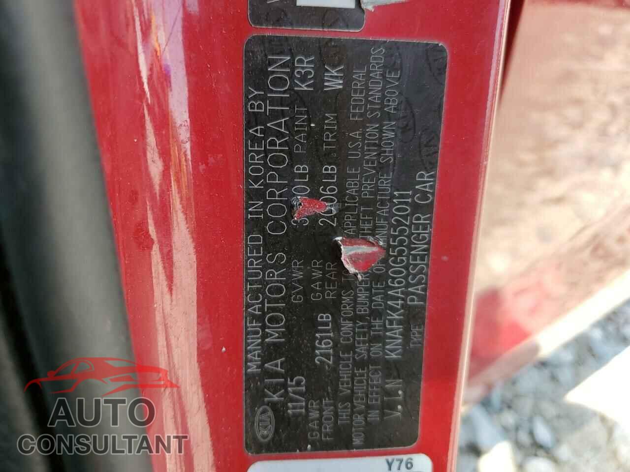 KIA FORTE 2016 - KNAFK4A60G5552011