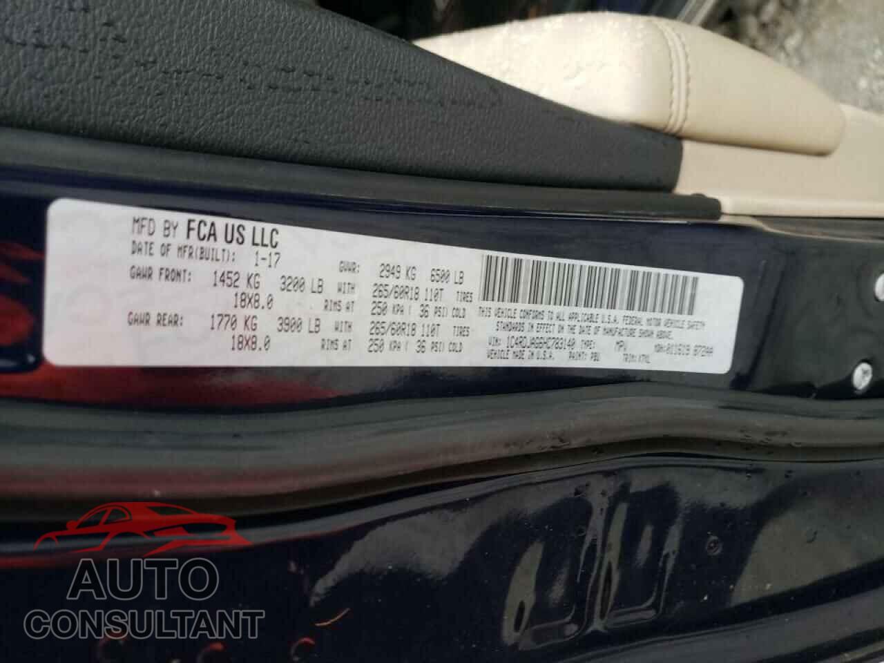 DODGE DURANGO 2017 - 1C4RDJAG6HC783140