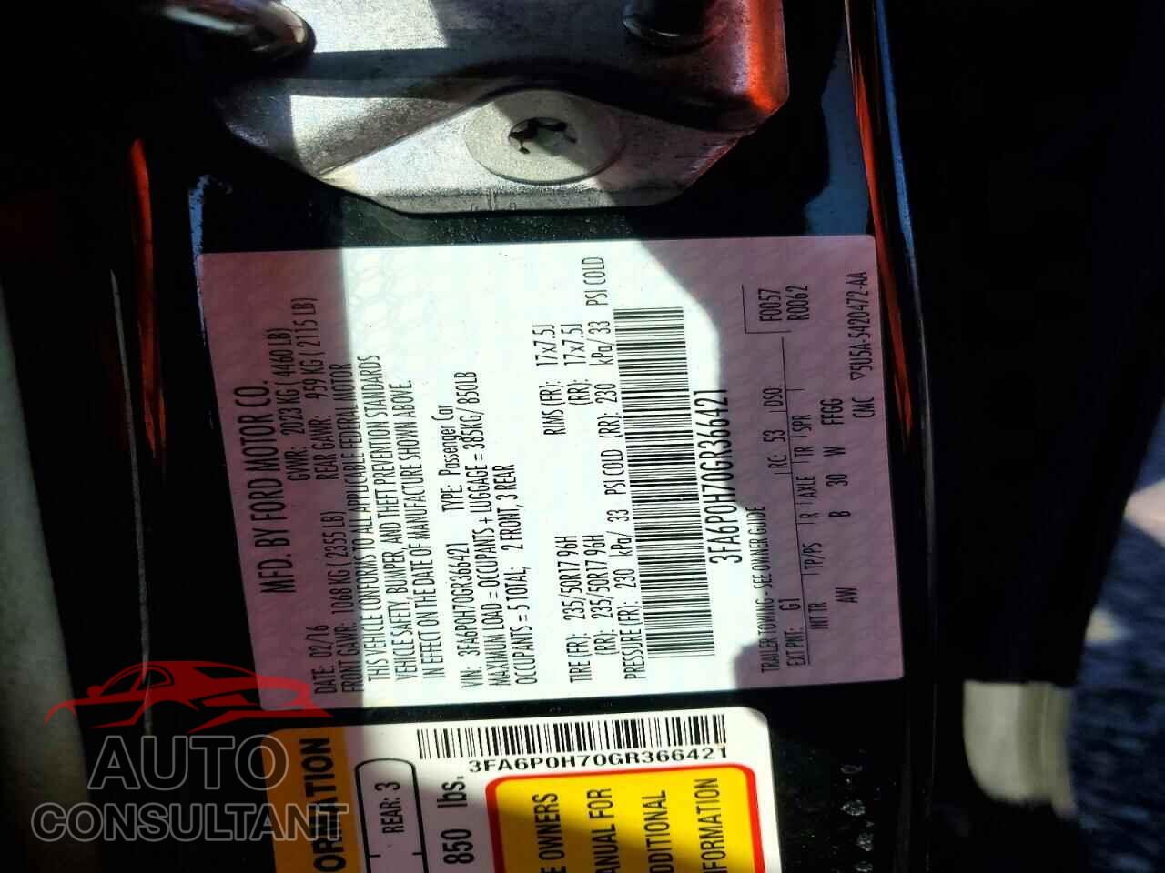 FORD FUSION 2016 - 3FA6P0H70GR366421