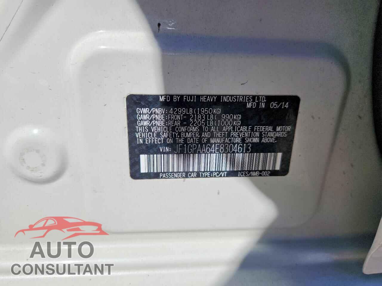 SUBARU IMPREZA 2014 - JF1GPAA64E8304613