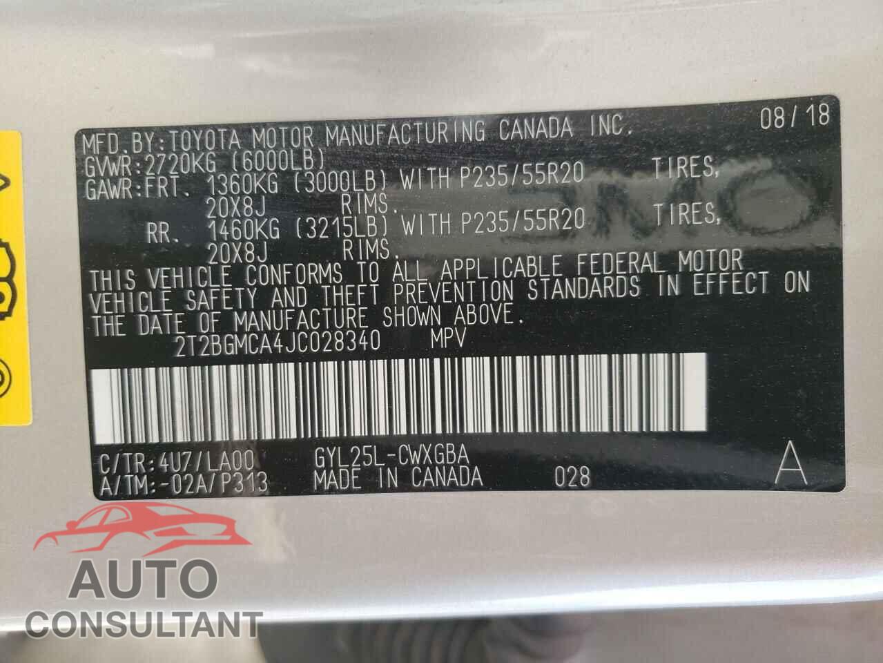 LEXUS RX450 2018 - 2T2BGMCA4JC028340