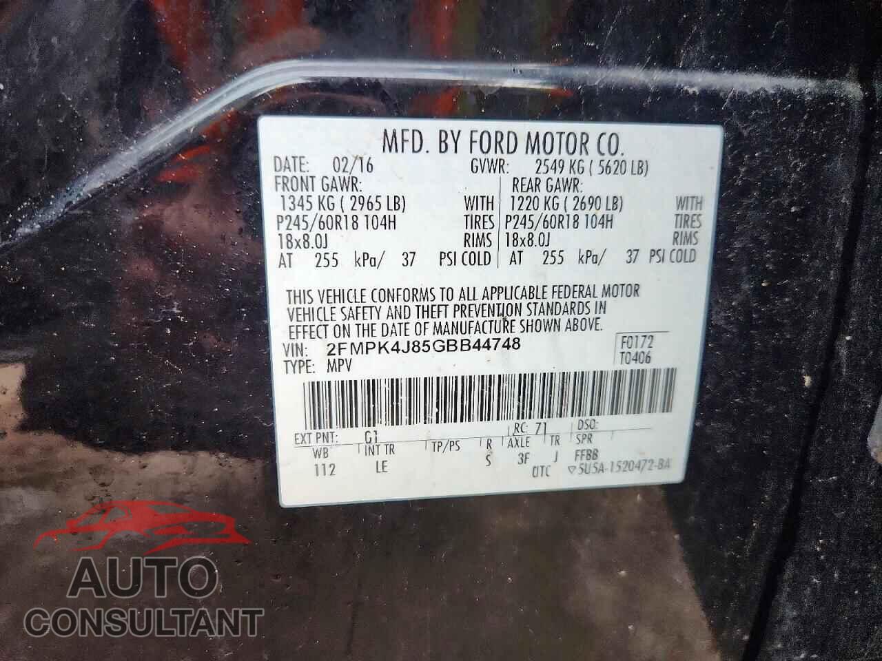 FORD EDGE 2016 - 2FMPK4J85GBB44748