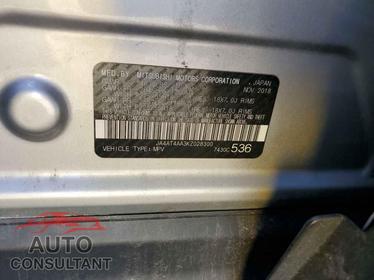 MITSUBISHI ECLIPSE 2019 - JA4AT4AA3KZ028300