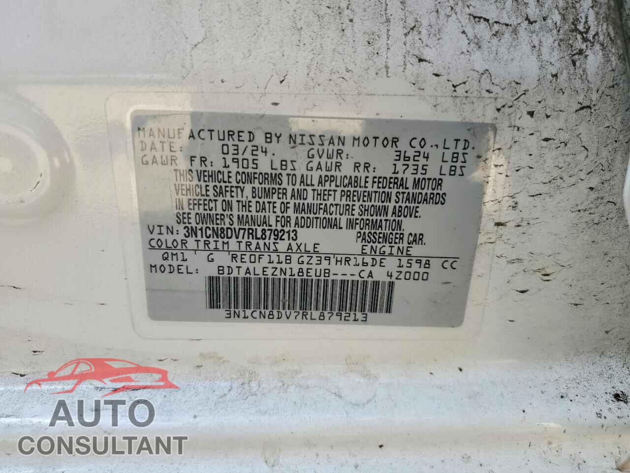NISSAN VERSA 2024 - 3N1CN8DV7RL879213