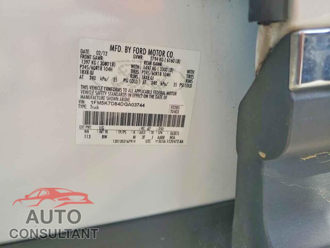 FORD EXPLORER 2013 - 1FM5K7D84DGA03744