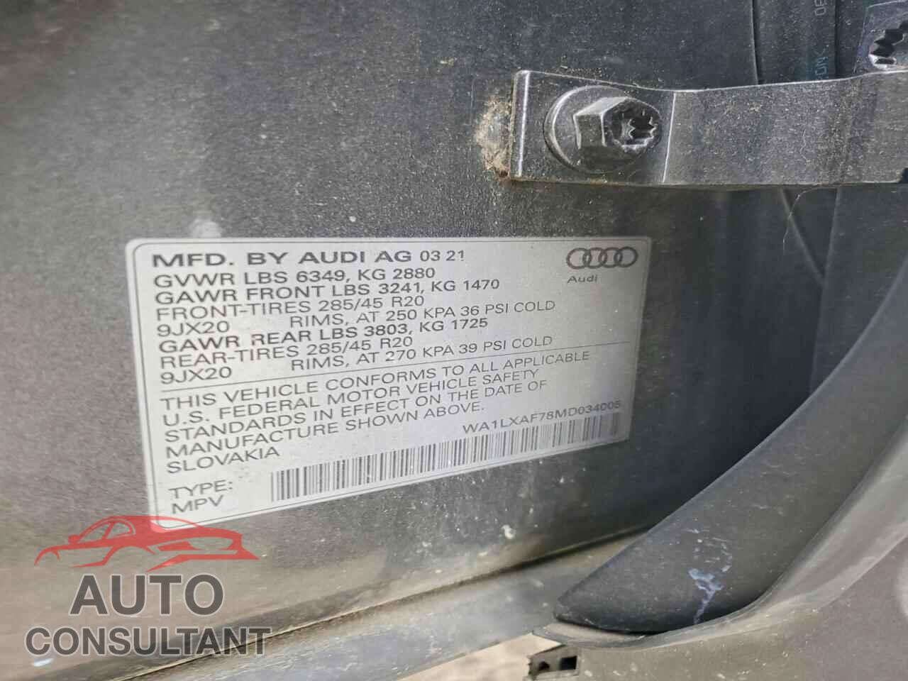 AUDI Q7 2021 - WA1LXAF78MD034005
