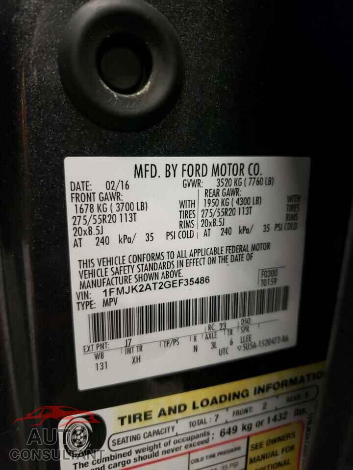 FORD EXPEDITION 2016 - 1FMJK2AT2GEF35486