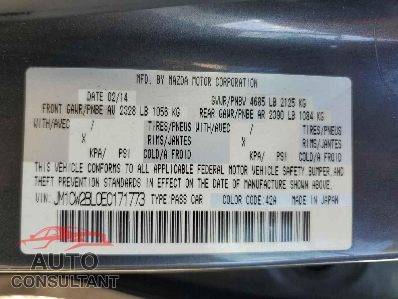 MAZDA 5 2014 - JM1CW2BL0E0171773