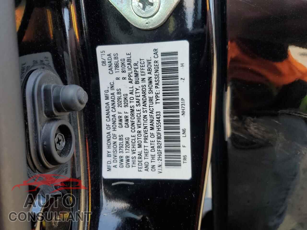 HONDA CIVIC 2015 - 2HGFB2F80FH554433