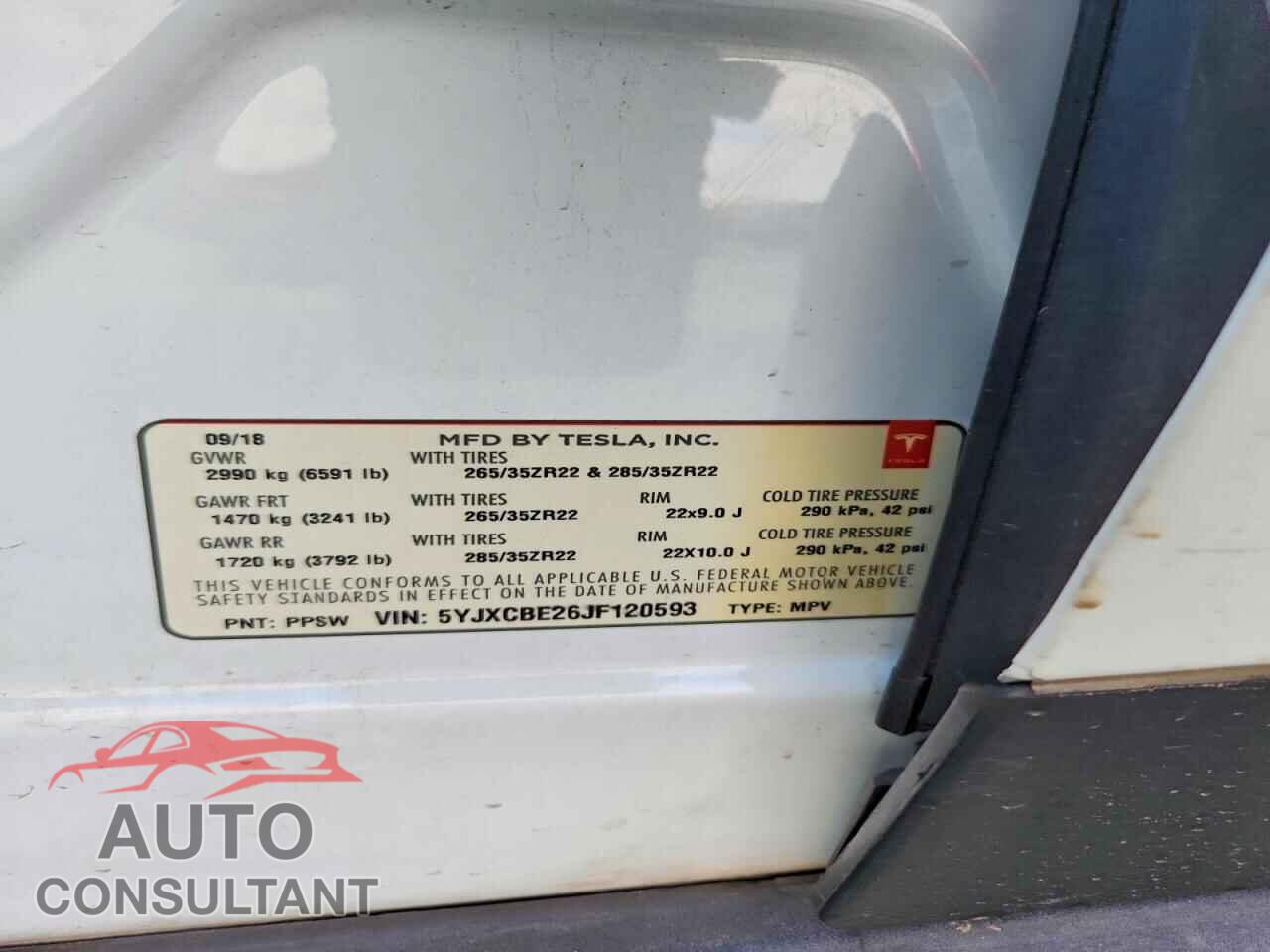 TESLA MODEL X 2018 - 5YJXCBE26JF120593