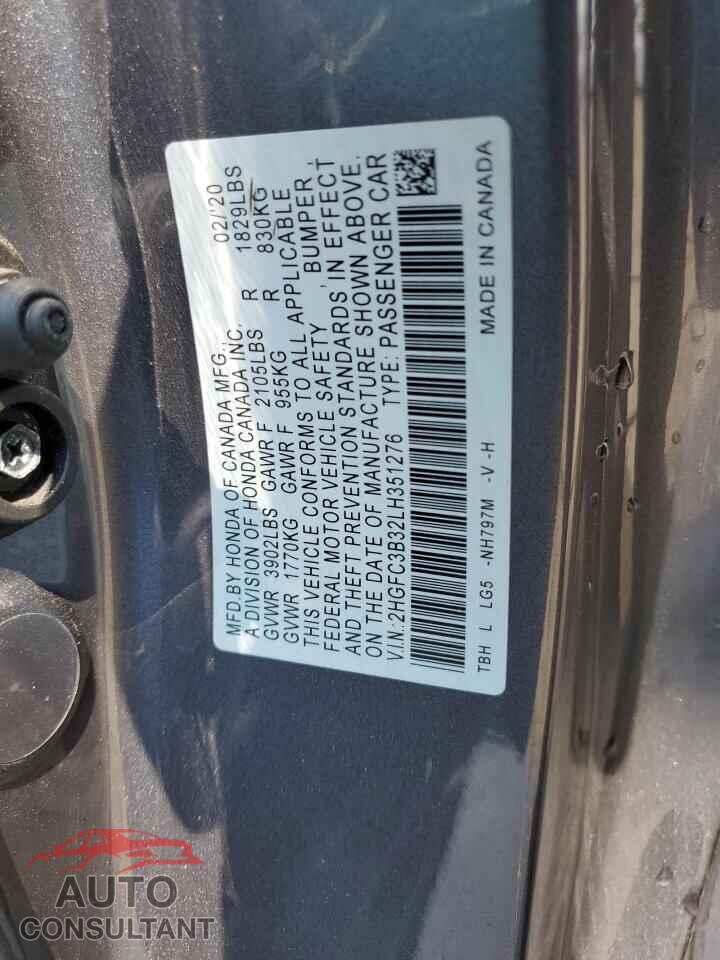 HONDA CIVIC 2020 - 2HGFC3B32LH351276