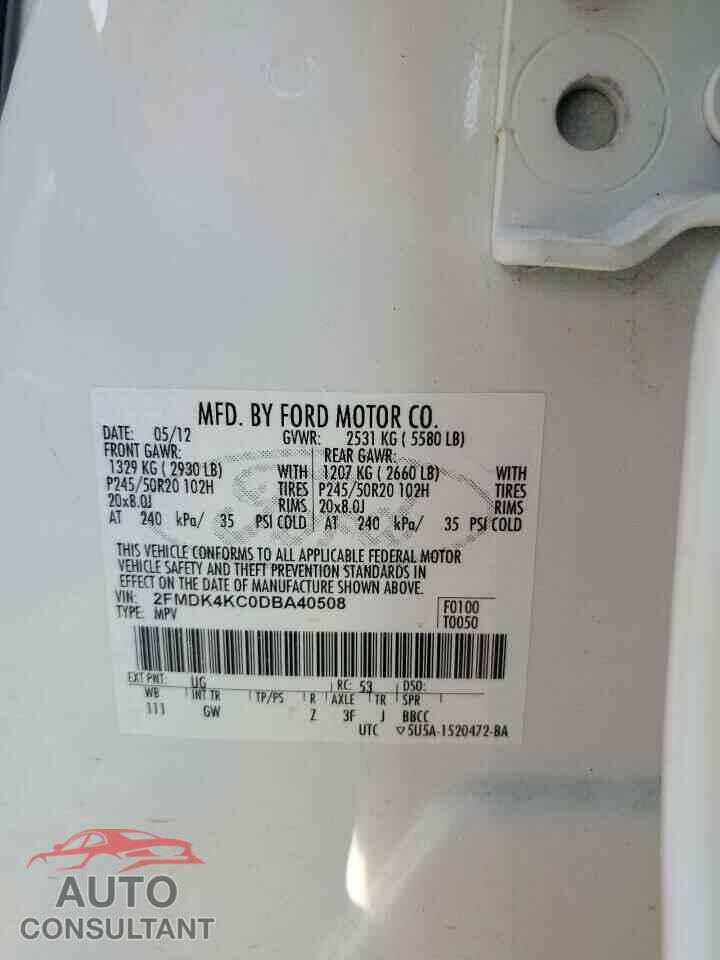 FORD EDGE 2013 - 2FMDK4KC0DBA40508