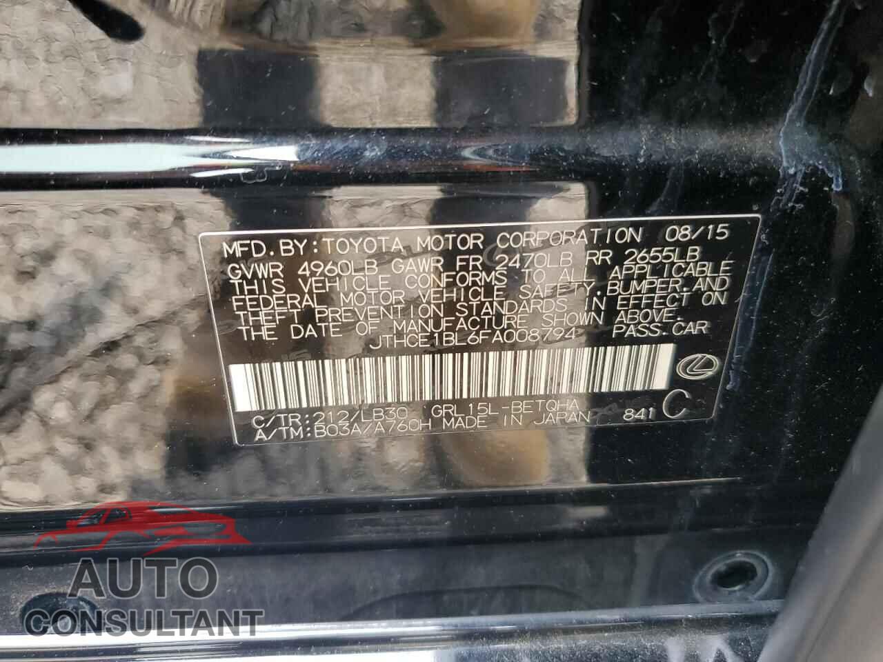 LEXUS GS350 2015 - JTHCE1BL6FA008794