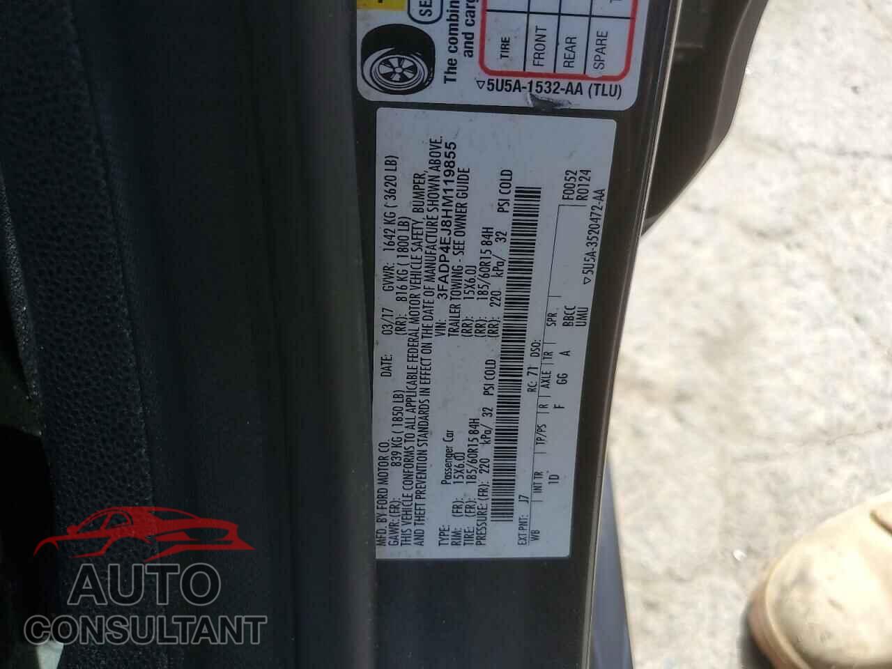 FORD FIESTA 2017 - 3FADP4EJ8HM119855