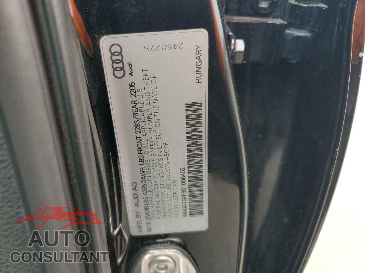 AUDI A3 2016 - WAUA7GFF6G1008402