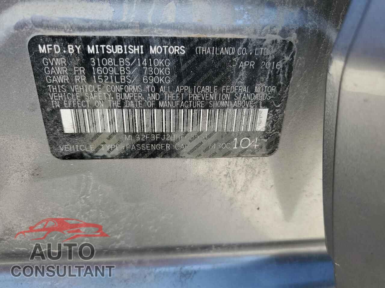 MITSUBISHI MIRAGE 2017 - ML32F3FJ2HHF05551