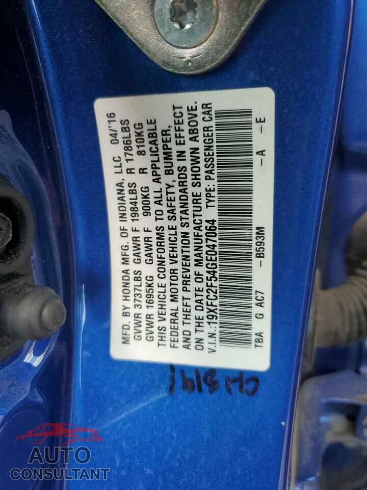 HONDA CIVIC 2016 - 19XFC2F54GE047064