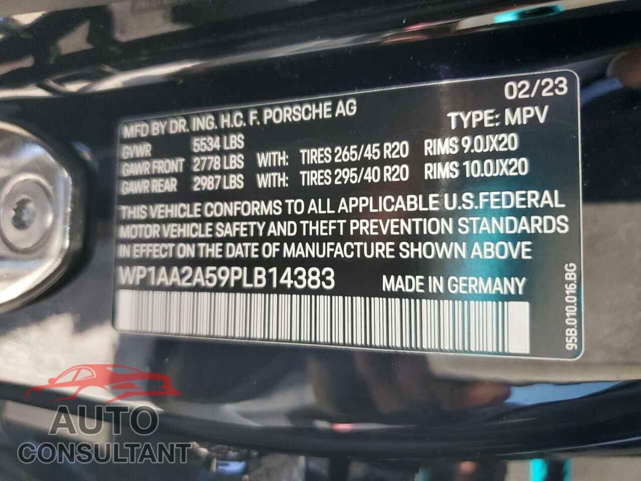 PORSCHE MACAN BASE 2023 - WP1AA2A59PLB14383