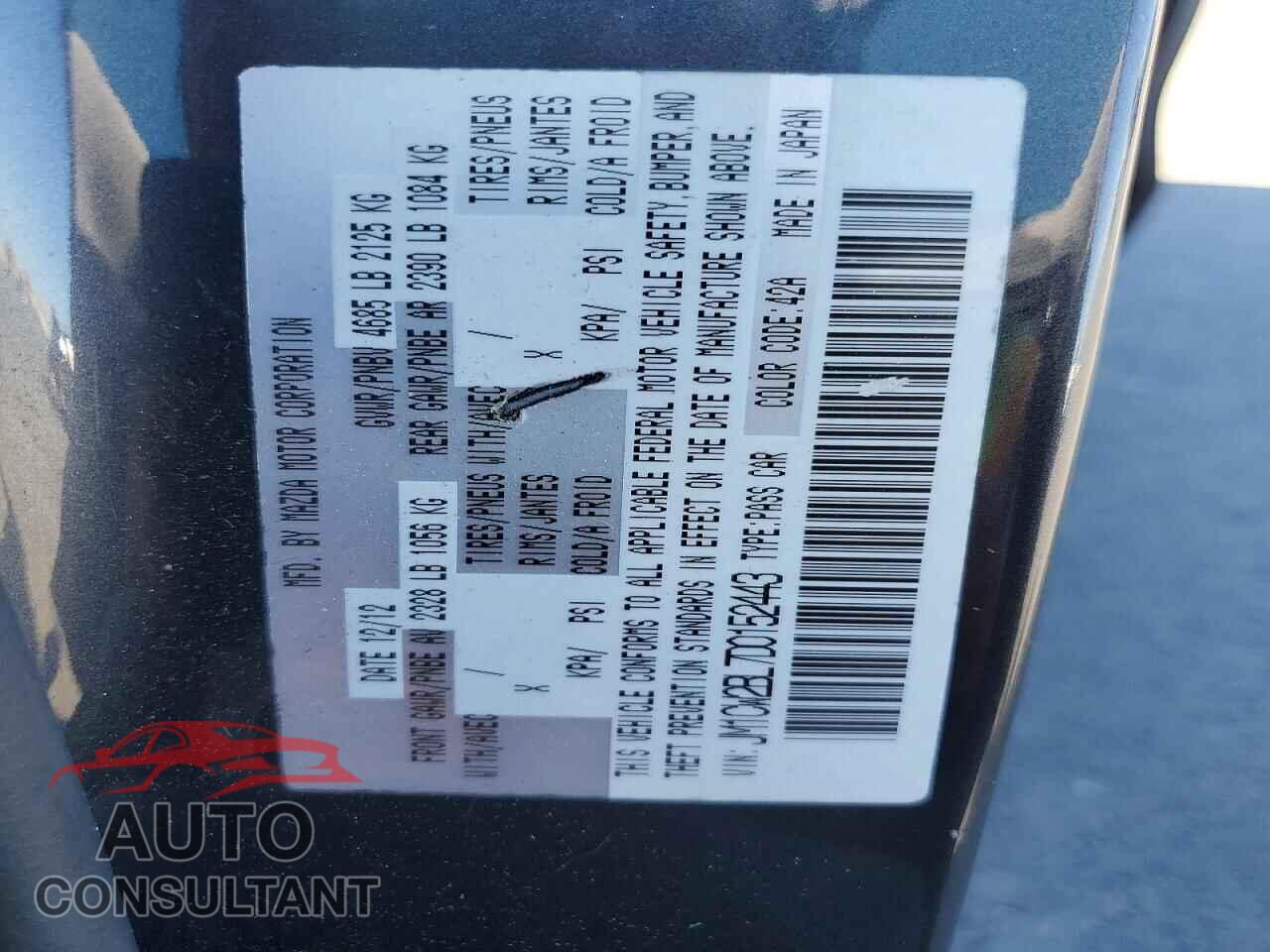 MAZDA 5 2013 - JM1CW2BL7D0152443