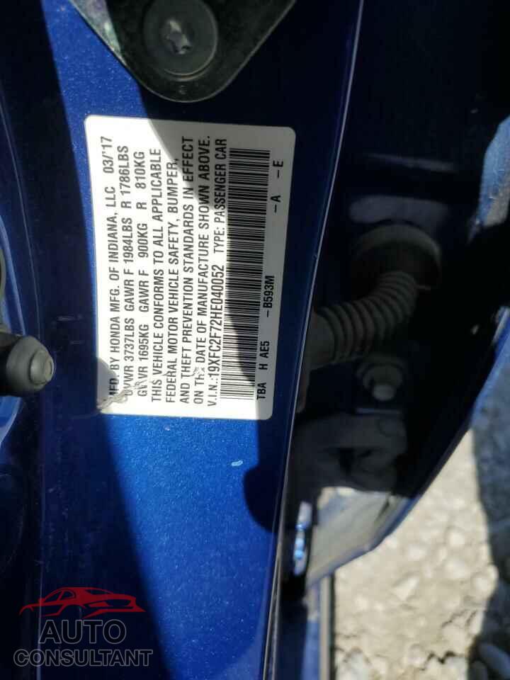 HONDA CIVIC 2017 - 19XFC2F72HE040052