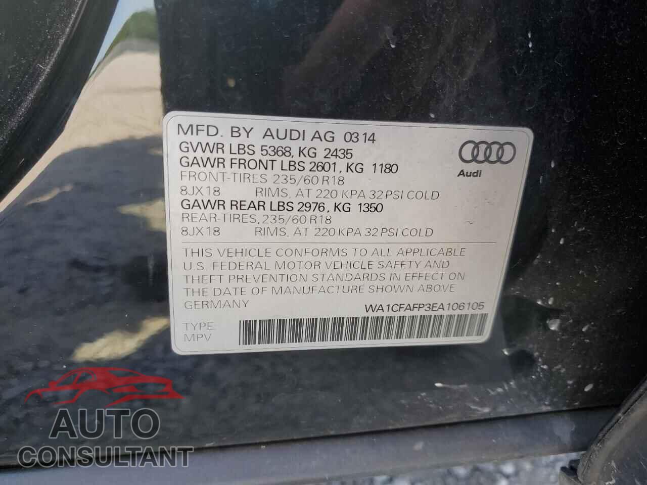 AUDI Q5 2014 - WA1CFAFP3EA106105