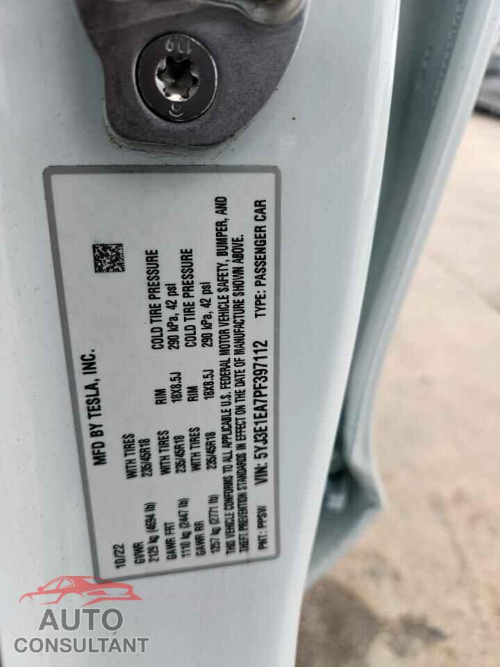 TESLA MODEL 3 2023 - 5YJ3E1EA7PF397112
