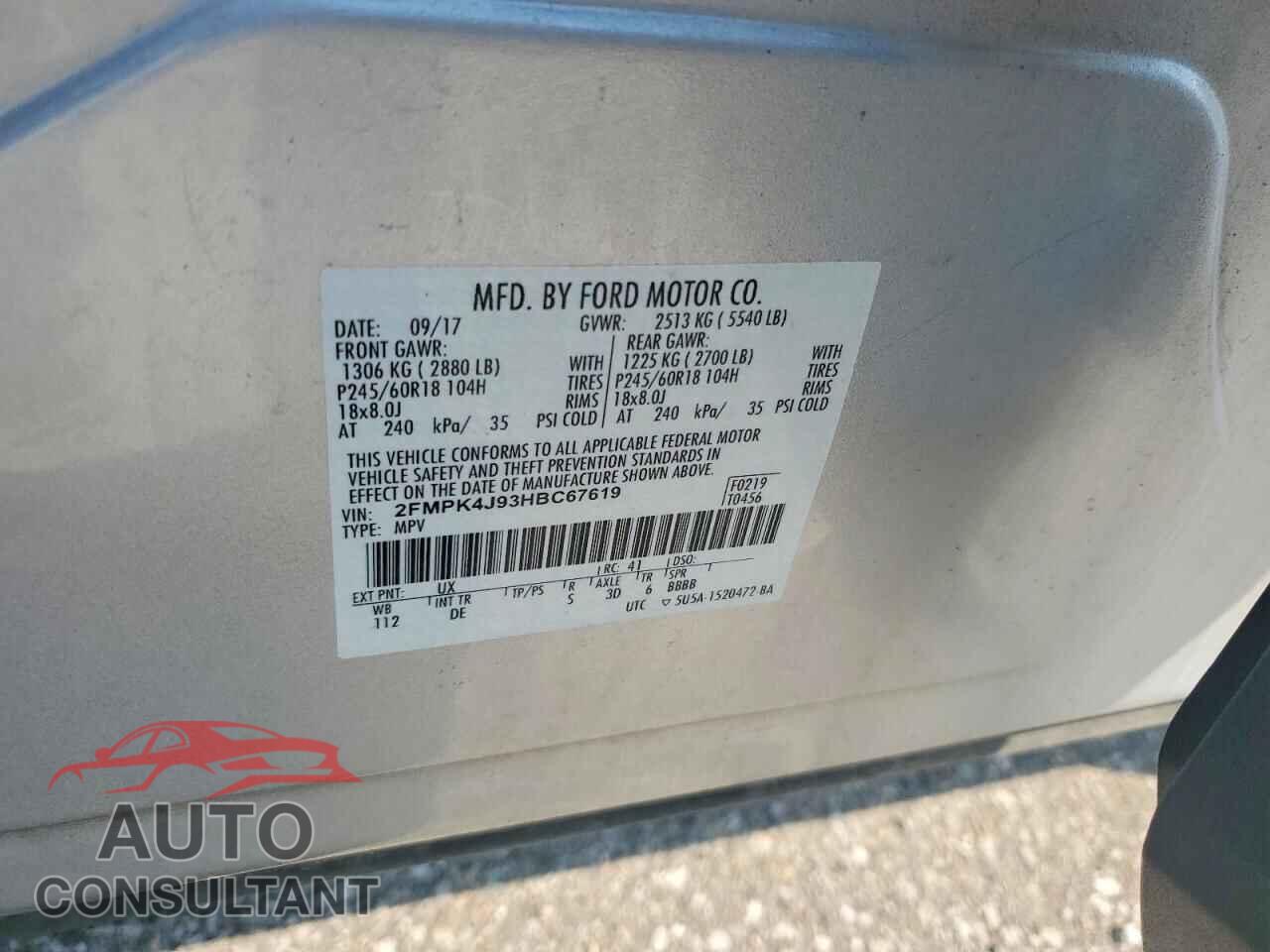 FORD EDGE 2017 - 2FMPK4J93HBC67619