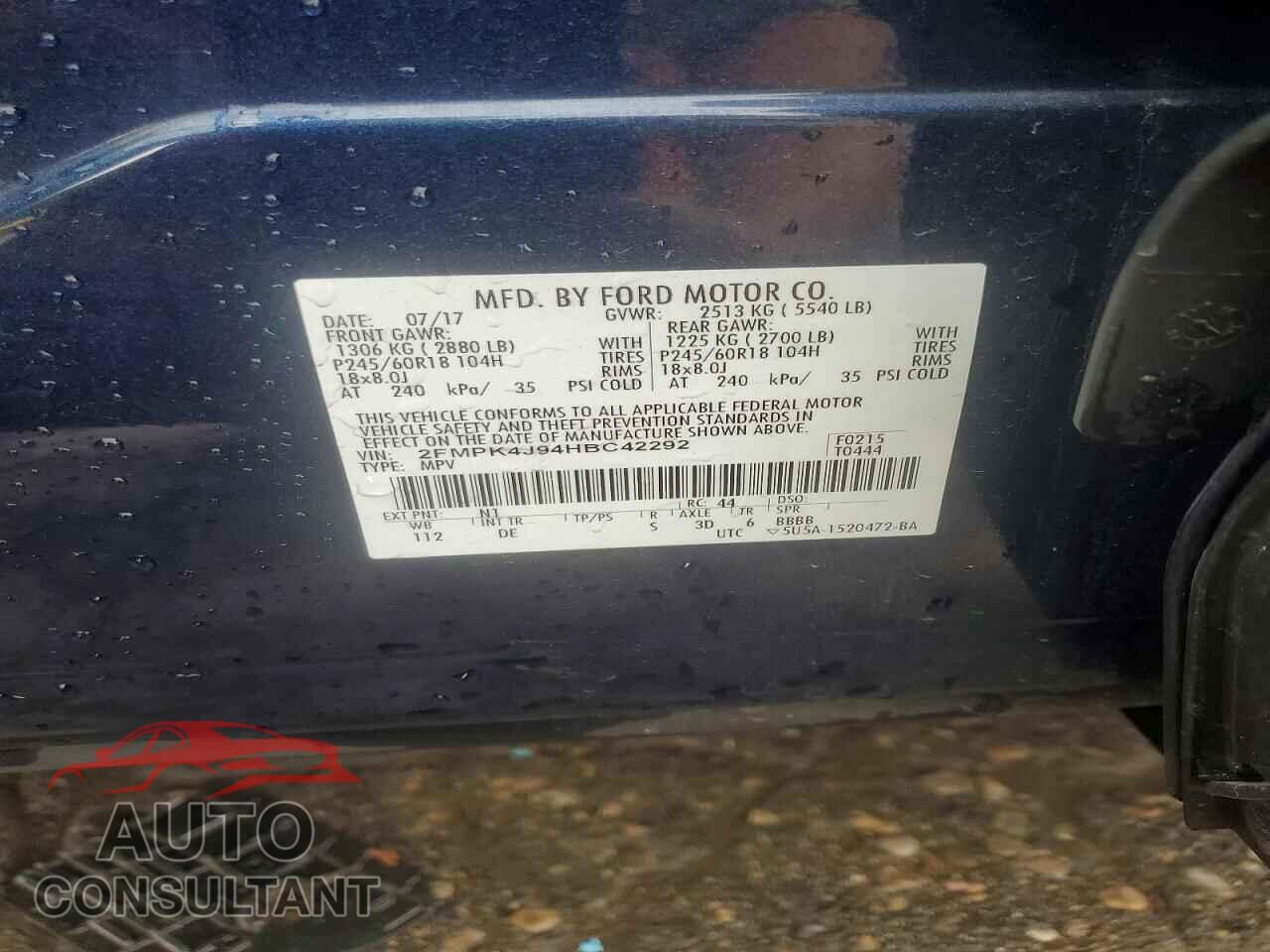 FORD EDGE 2017 - 2FMPK4J94HBC42292