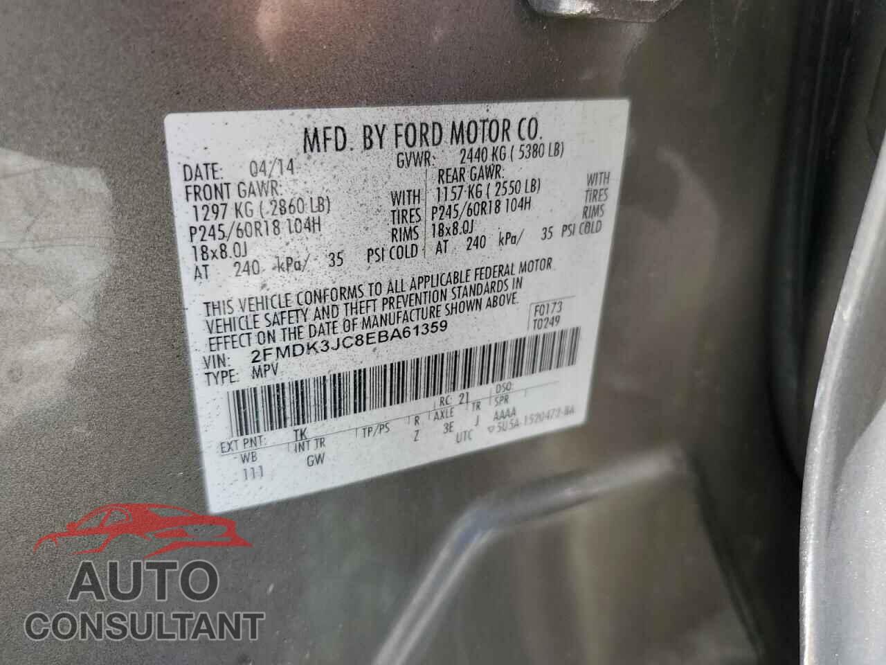 FORD EDGE 2014 - 2FMDK3JC8EBA61359