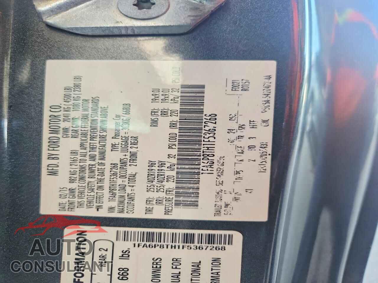FORD MUSTANG 2015 - 1FA6P8TH1F5367268