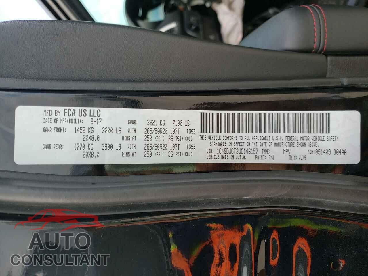 DODGE DURANGO 2018 - 1C4SDJCT3JC146157