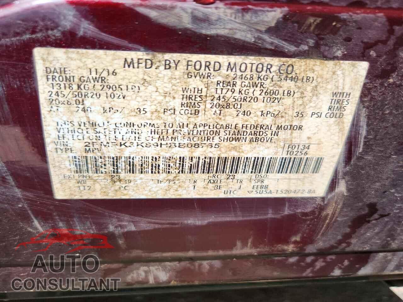 FORD EDGE 2017 - 2FMPK3K89HBB08765